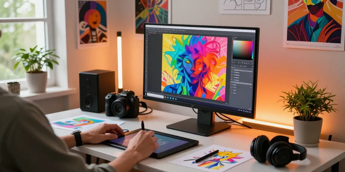 Creative workspace featuring NSFW digital art and design tools in an inspiring environment.